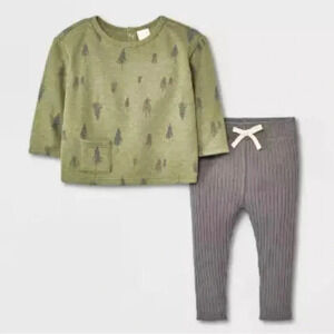 😍New! Baby 2pc Quilted Pullover & Leggings Set, Green- Boy or Girl Unisex